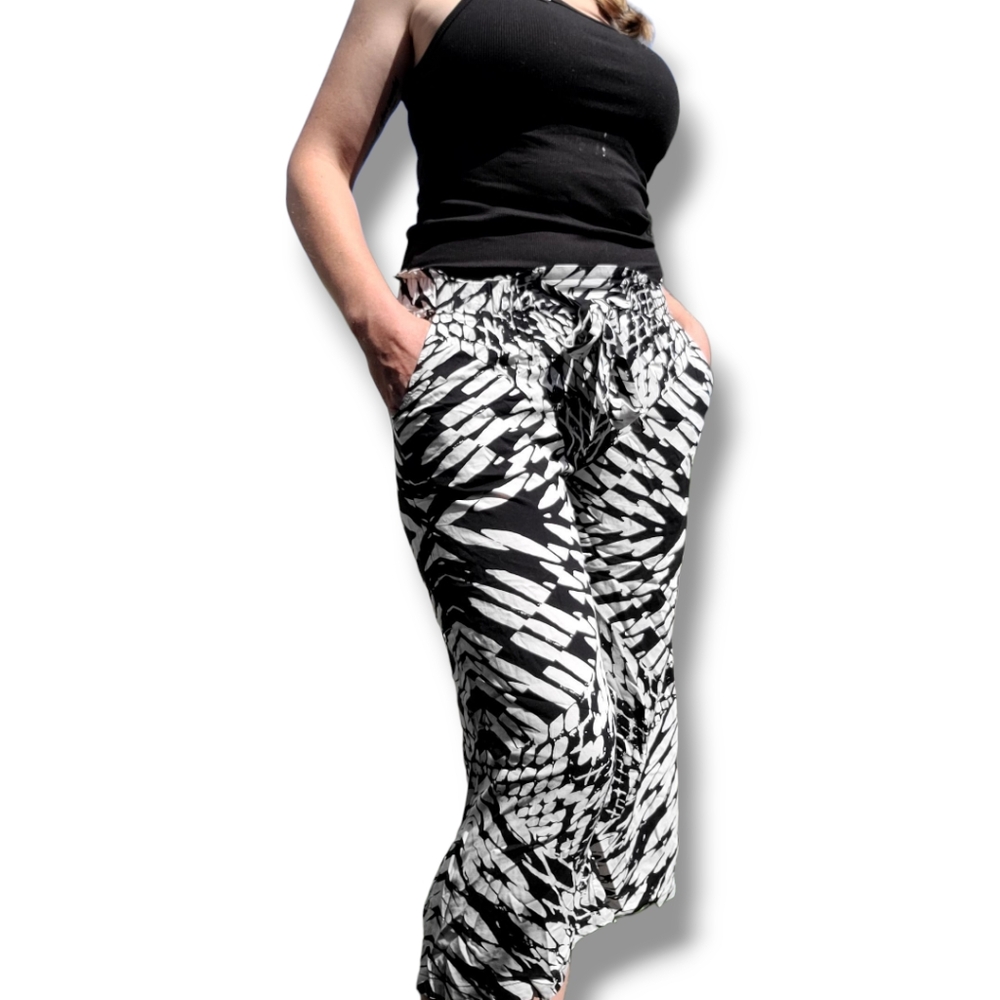 Angie Smocked Tie Waist Wide Leg Capris